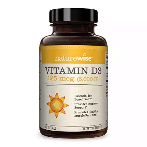 NatureWise Vitamin D3 5000iu (125 mcg), Non-GMO, Gluten Free in Cold-Pressed Olive Oil, 360 Count