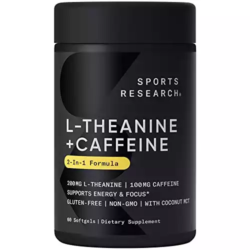 Sports Research L-Theanine Supplement with Caffeine & Coconut MCT Oil
