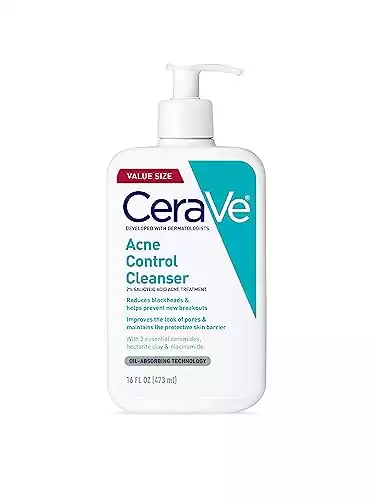 CeraVe Face Wash Acne Treatment | 2% Salicylic Acid Cleanser