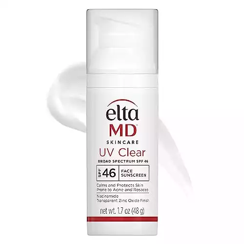 EltaMD UV Clear Face Sunscreen, SPF 46 Oil Free Sunscreen with Zinc Oxide