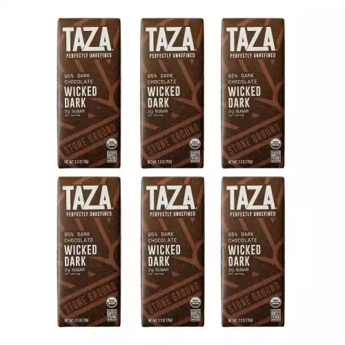 Taza Chocolate Organic Amaze Bar 95% Stone Ground, Wicked Dark, 2.5 Ounce (6 Count), Vegan
