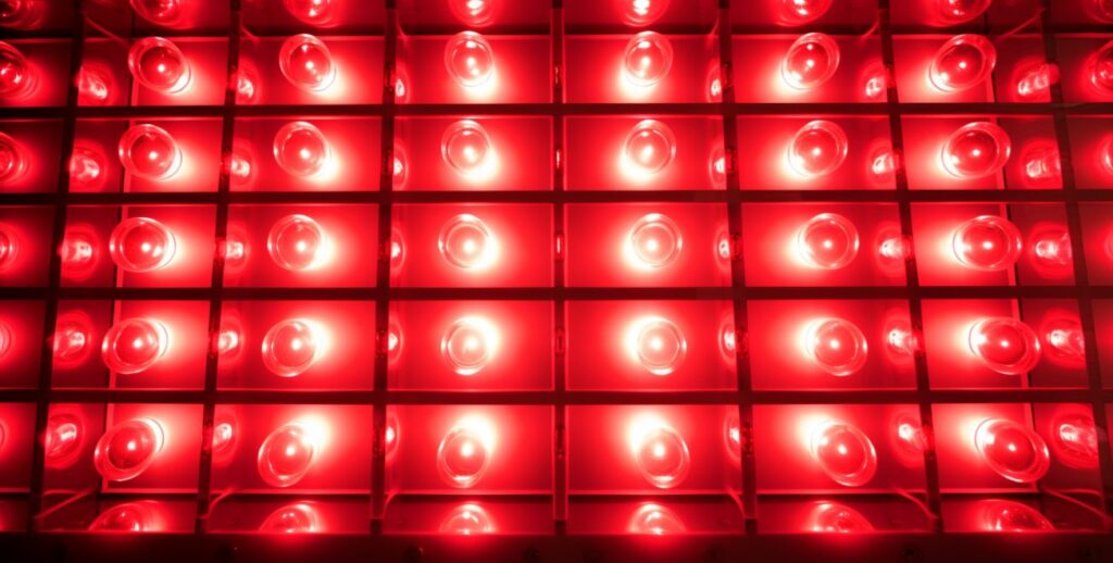 Huberman red light therapy visual closeup, led bulbs