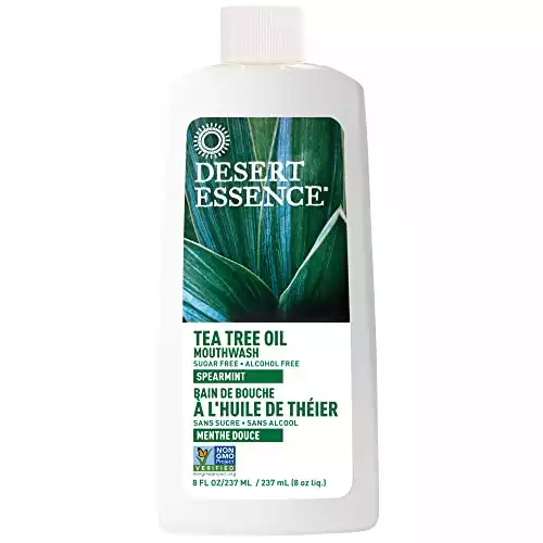 Desert Essence Tea Tree Oil Mouthwash, 8 fl oz - Alcohol Free, Sugar Free, Gluten Free, Vegan, Non-GMO