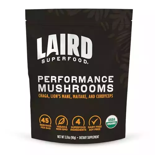 Laird Superfood Organic Performance Mushroom Blend with Chaga, Cordyceps, Lion's Mane and Maitake