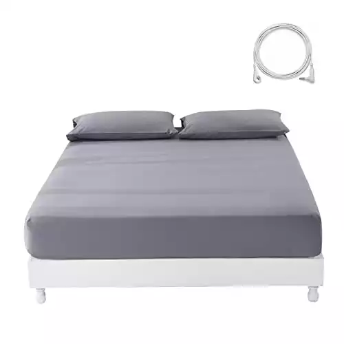 Grounding Sheet King, Organic Cotton + Silver Fiber, Fitted Bottom Sheets with 180 inch Grounding Wire, Earthing Mat for Better Sleep