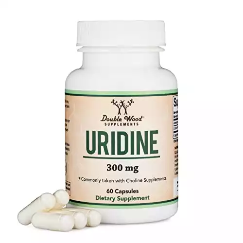 Uridine Monophosphate - Third Party Tested (Choline Enhancer, Beginner Nootropic) 300mg, Manufactured in USA (60 Capsules) Synergy with Alpha GPC Choline for Brain Health and Memory by Double Wood