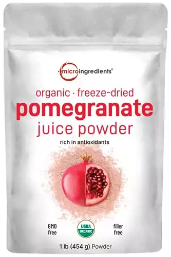 Organic Flavor Pomegranate Juice Powder for Smoothie & Beverage, 1 Pound (91 Serving), Freeze Dried & Cold Pressed, Natural Vitamin C (Immune Vitamin), Support Immune System, Vegan Friendly