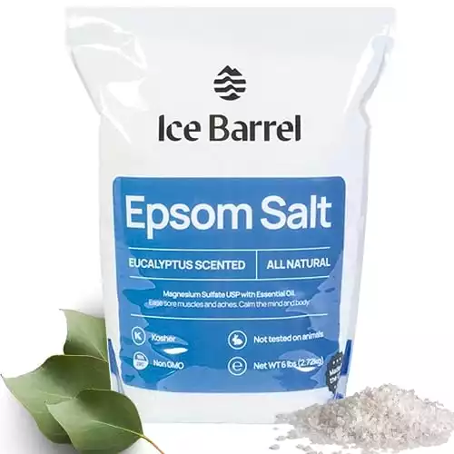 Epsom Salt with Eucalyptus Essential Oil by Ice Barrel (6 lb, Pack of 1) - All Natural Epsom Salt USP Grade Magnesium Sulfate for Soaking, Healing and Recovery - Epsom Salt for Women & Men