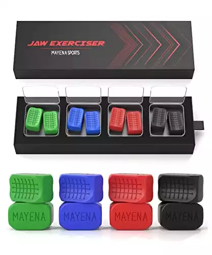 Mayena Sports Jaw Exerciser for Men & Women | 4 Resistance Levels Silicone Jawline Exerciser Tablets