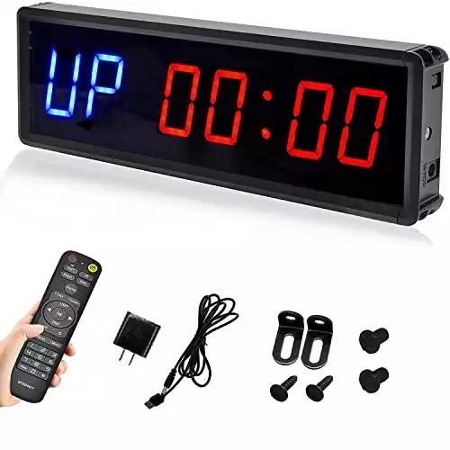 BTBSIGN LED Interval Timer Count Down/Up Clock Stopwatch with Remote for Home Gym Fitness Blue