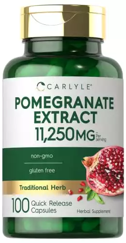 Carlyle Pomegranate Extract | 11250mg | 100 Capsules | Non-GMO, Gluten Free Supplement | Traditional Herb