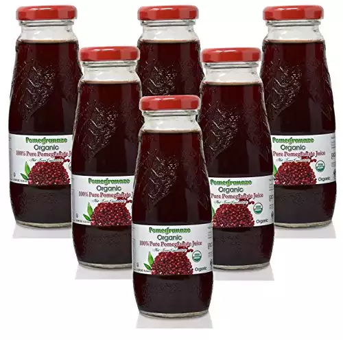 100% Pomegranate Juice - 6 Pack ,6.76Fl Oz - USDA Organic Certified - Glass Bottle - No Sugar Added - No Preservatives - Squeezed From Fresh Pomegranates?