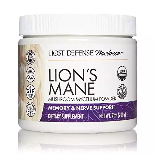 Host Defense, Lion's Mane Powder, Supports Mental Clarity, Focus and Memory, Mushroom Supplement, 7 Ounce