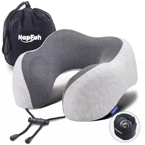 napfun Neck Pillow for Traveling 100% Pure Memory Foam Travel Pillow