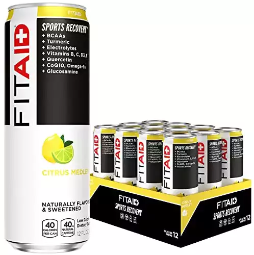FITAID Recovery Blend, BCAAs, Glucosamine, Electrolytes, Green Tea, 100% Clean, Paleo, B-Complex, Vegan & Gluten-Free, No Sucralose, 12-oz. cans (Pack of 12)