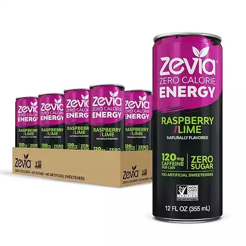 Zevia Zero Calorie Energy Drink, Raspberry Lime, 12 Ounce Cans (Pack of 12)
