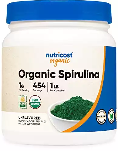 Nutricost Organic Spirulina Powder 454 Grams, 1LB - Pure, Certified Organic Spirulina