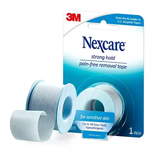 Nexcare Strong Hold Pain-Free Removal Tape, Silicone Adhesive, Secures Dressing and Lifts Away Cleanly - 1 In x 4 Yds, 1 Roll of Tape