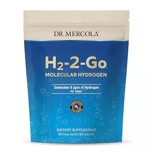 Dr. Mercola H2-2-Go Packets, Up to 8ppm of Molecular Hydrogen Gas*, Non GMO, Gluten Free, Soy Free