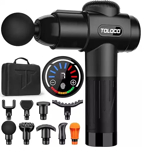 TOLOCO Massage Gun Deep Tissue, Back Massage Gun for Athletes for Pain Relief, Percussion Massager