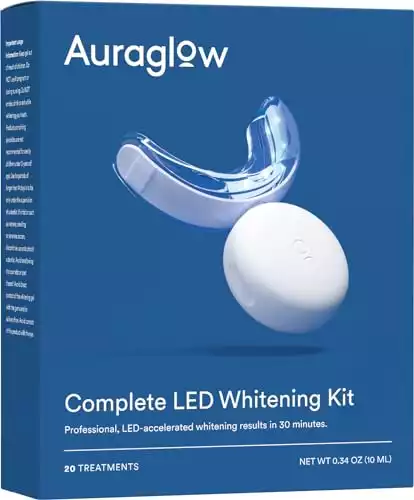 Auraglow Teeth Whitening Kit, LED Accelerator Light, 35% Carbamide Peroxide