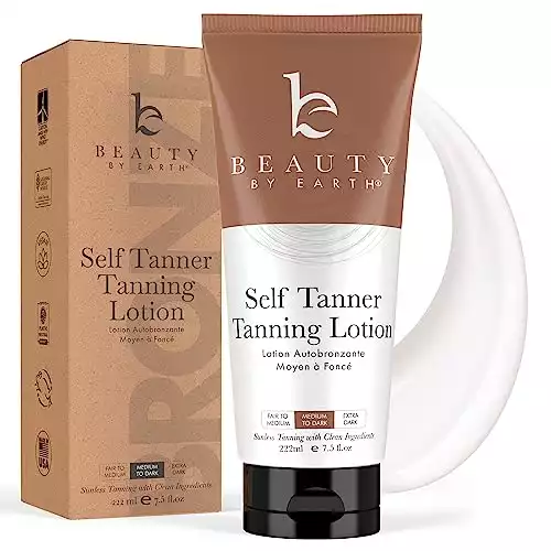 Beauty by Earth Self Tanner - Self Tanning Lotion for Body, Natural & Organic Ingredients