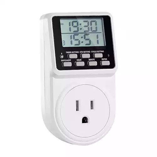 Digital Infinite Repeat Cycle Intermittent Timer Plug for Electrical Outlet, 24 Hour Programmable Indoor Timed Power Switch
